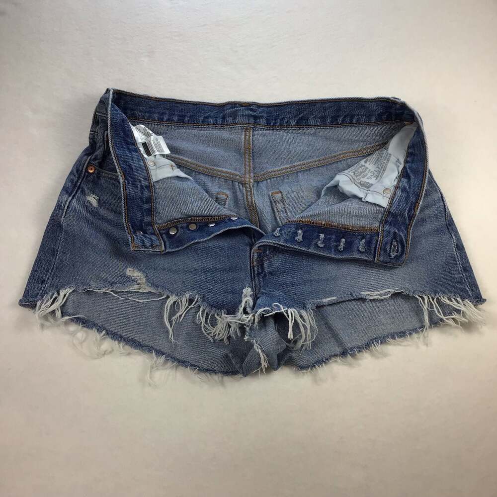 Levi's 501 Distressed High Rise Denim Cutoff Shorts Women's Size 32